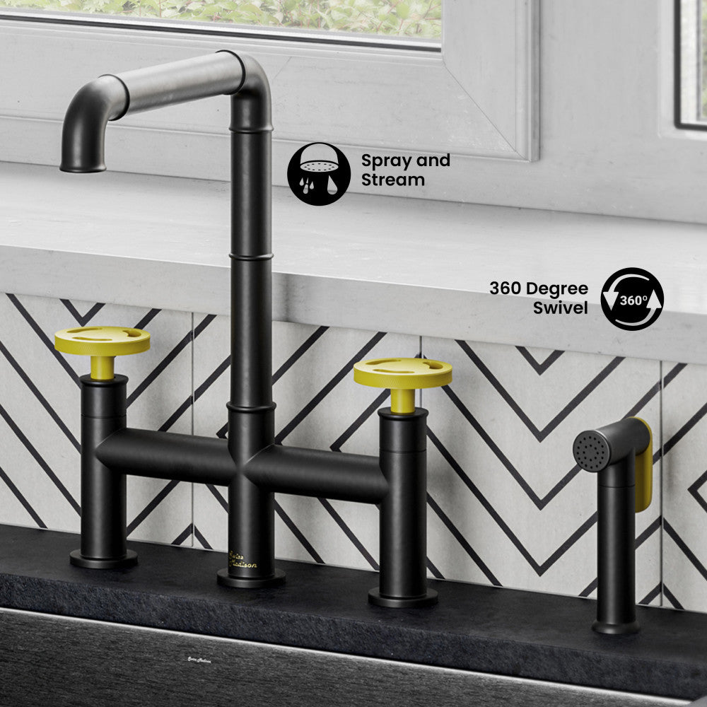 Avallon Pro Kitchen Faucet in Matte Black & Yellow