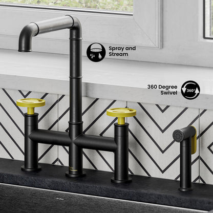 Avallon Pro Kitchen Faucet in Matte Black & Yellow