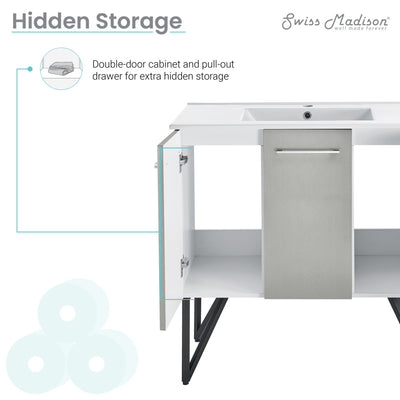 Annecy 36" Freestanding Bathroom Vanity in Gray with Sink Top