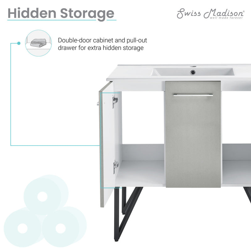 Annecy 36" Freestanding Bathroom Vanity in Gray with Sink Top