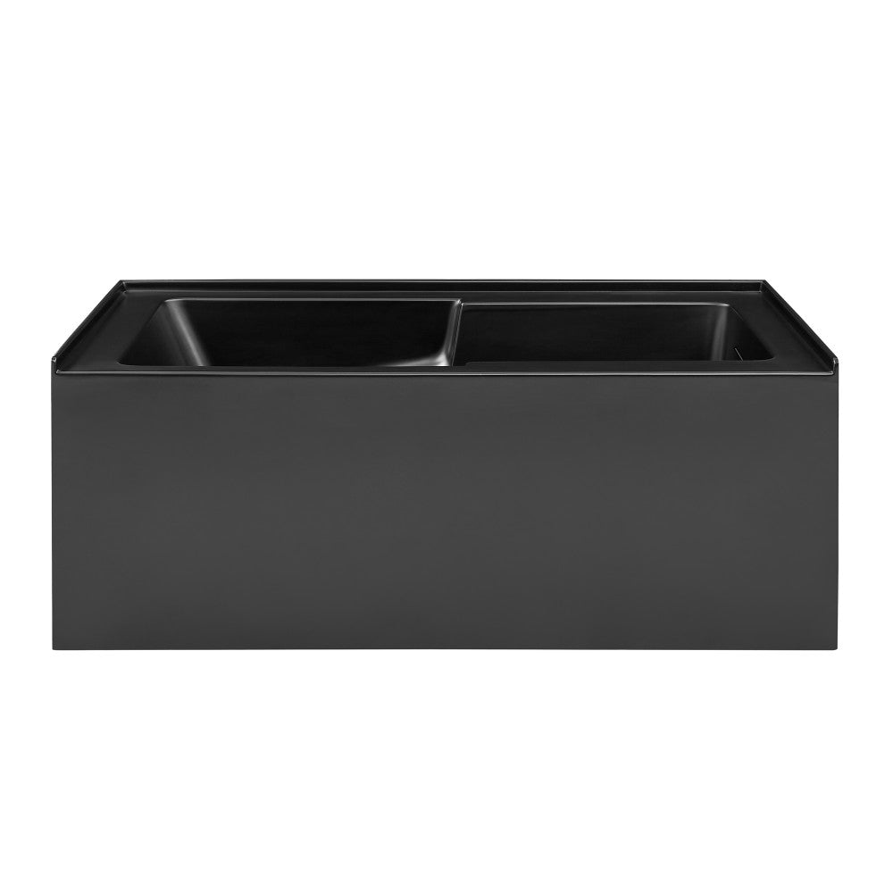 Voltaire 60 x 32 Skirted Right Drain Soaking Apron Bathtub in Matte Black with Integrated Overflow and Armrest, Drain Included