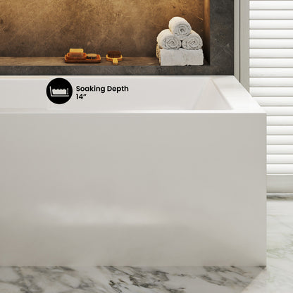 Voltaire 60 x 32 Left Hand Drain Drain Alcove Tub with Corner Apron