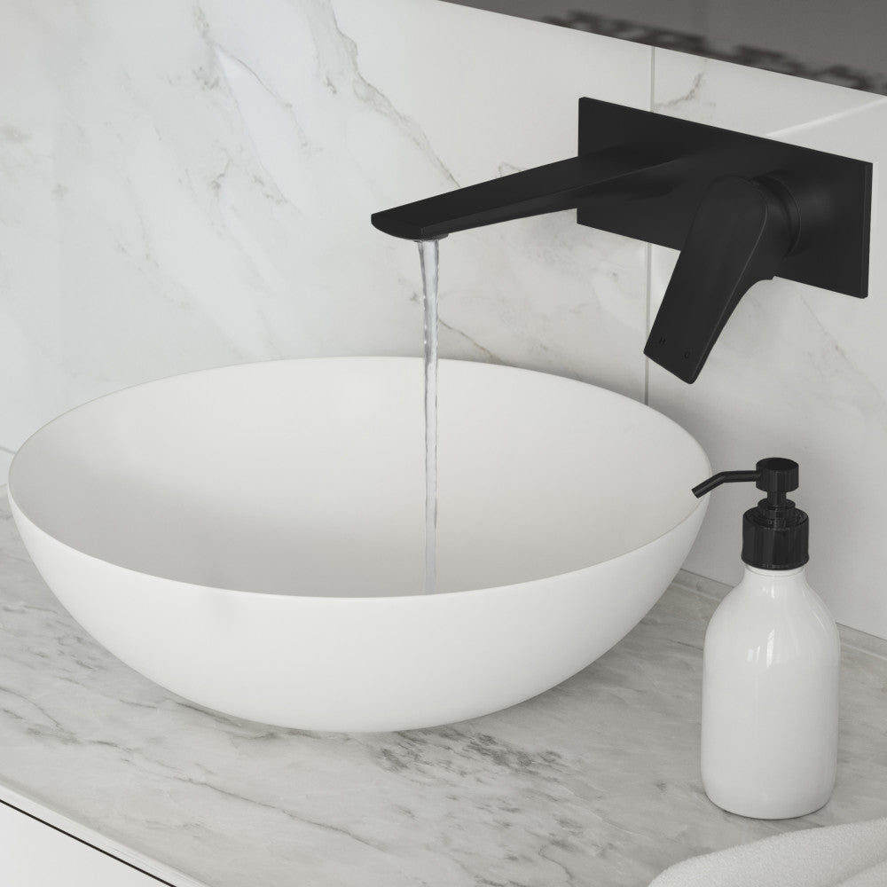 Monaco Single-Handle, Wall-Mount, Bathroom Faucet in Matte Black