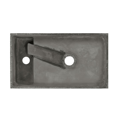 Lisse 16" Concrete Rectangle Wall-Mounted Sink with Right Side Faucet Mount in Matte Dark Gray