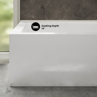 Voltaire 72 x 36 Right Drain Soaking Alcove Corner Apron Bathtub in Glossy White