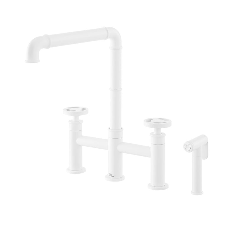 Avallon Pro Widespread Kitchen Faucet with Side Sprayer in Matte White