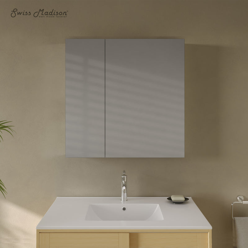 Cache 30 x 30 Rectangle Recessed/Wall Mount Medicine Cabinet with Mirrored Sides