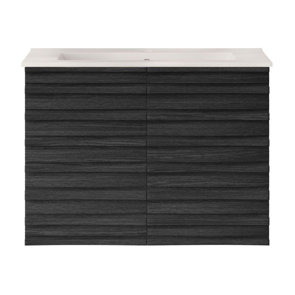 Cascade 30" Wall-Mounted Bathroom Vanity in Black Oak with Sink Top