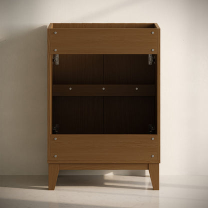 Troyes 24" Freestanding Bathroom Vanity in Brown Oak with 3-Hole Centerset Sink Top
