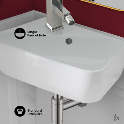 Plaisir 18 x 11 Ceramic Wall Hung Sink with Left Side Faucet Mount