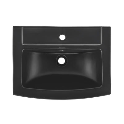 Sublime Square Two-Piece Pedestal Sink in Matte Black