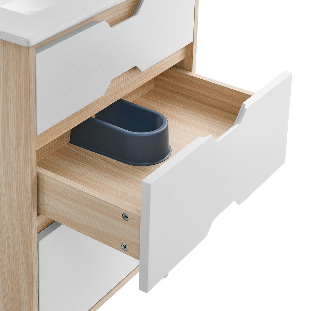 Brusque 24" Freestanding Bathroom Vanity in Natural Oak with Sink Top