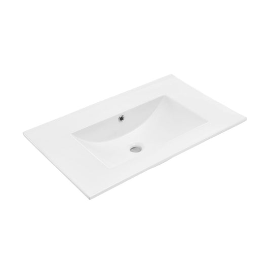 30" Zero Hole Vanity Sink Top in Glossy White