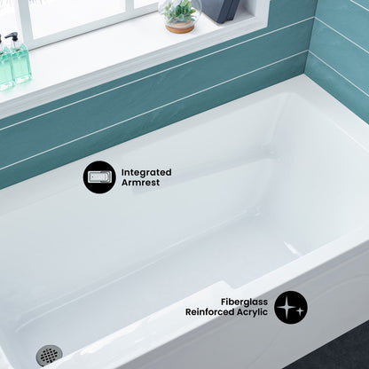 Ivy 60" x 30" Left-Hand Drain Alcove Bathtub with Apron