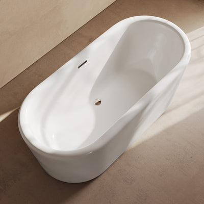 Nanterre 68" Soaking Freestanding Bathtub in Glossy White, Drain Included