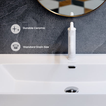 Claire 30 Ceramic Console Sink White Basin Brushed Gold Legs