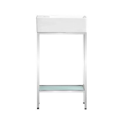 Pierre 19" Freestanding Bathroom Vanity with Open Shelf and Chrome Metal Frame