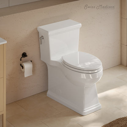Voltaire II One-Piece 12" Rough-in 1.28 GPF Left-Hand Flush ADA Elongated Toilet in Glossy White, Nano-Glaze