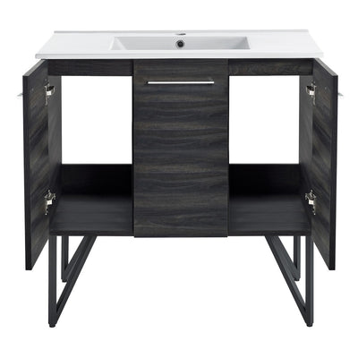 Annecy 36" Freestanding Bathroom Vanity in Black Walnut with Sink Top