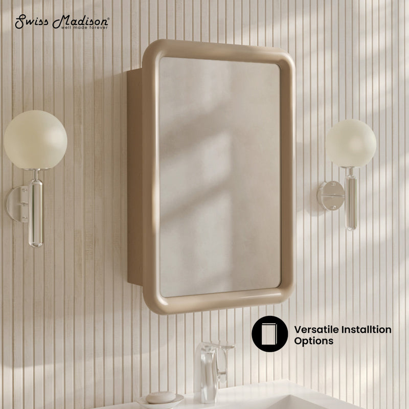 Plaisir 18 x 27 Recessed/Wall Mount Medicine Cabinet with Mirror in Sand
