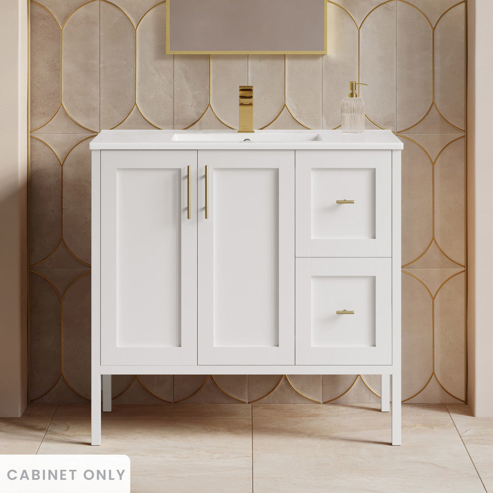 Forme 36" Modular Freestanding Bathroom Vanity Cabinet without Top in White