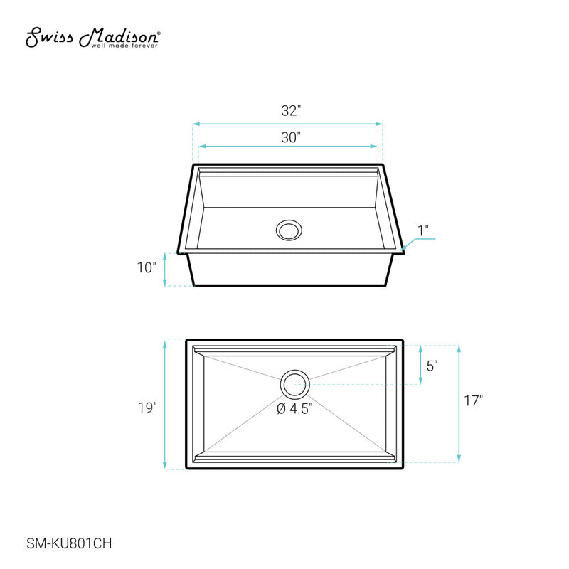 Tourner 32" 18 Gauge Stainless Steel Undermount Kitchen Sink in Matte Black