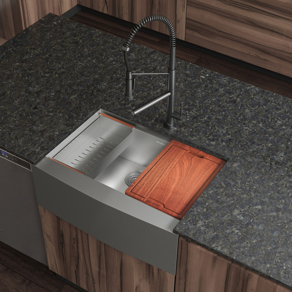 Rivage 30 x 22 Single Basin Apron Kitchen Workstation Sink