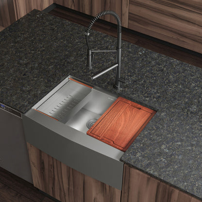 Rivage 30 x 22 Single Basin Apron Kitchen Workstation Sink