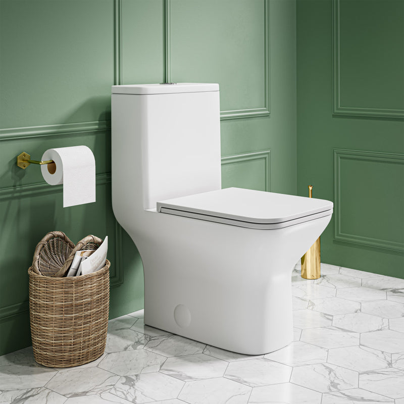 Carre One Piece Square Toilet Dual Flush 1.1/1.6 gpf in Matte White