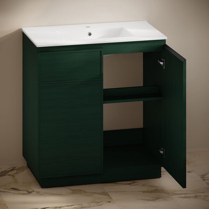 St. Tropez 36" Freestanding Bathroom Vanity in Green Oak with Sink Top