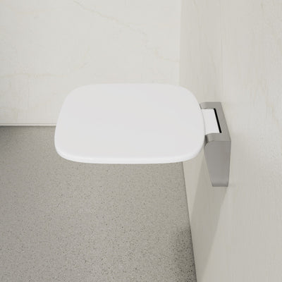 Auvergne 14" x 11" Folding Wall-Mounted Shower Seat in Glossy White