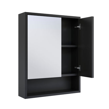 Delice 24 x 30 Rectangular Wall Mount Medicine Cabinet in Black with Open Shelf