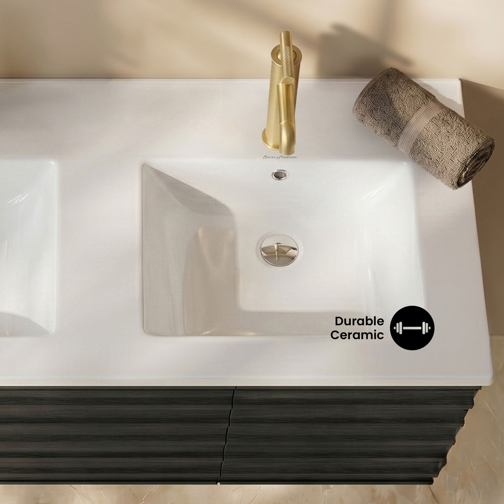 48" Double Basin Vanity Sink Top in Glossy White