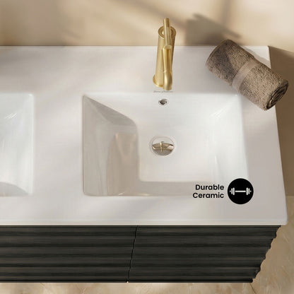 48" Double Basin Vanity Sink Top in Glossy White