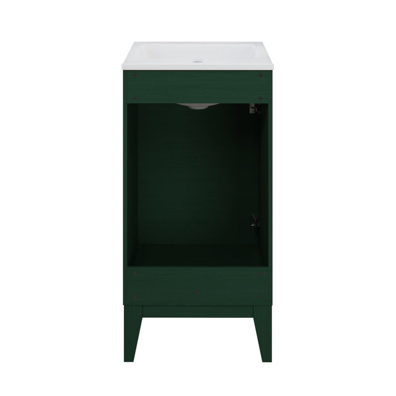 Cascade 18" Freestanding Bathroom Vanity in Green Oak with Sink Top