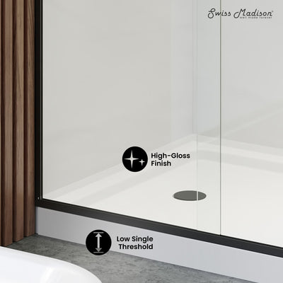 Carre 48" x 36" Acrylic White, Single-Threshold, Left Drain, Shower Base