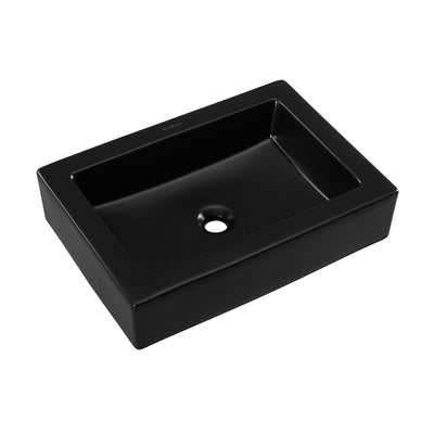 Voltaire Ceramic Rectangle Vessel Sink, Matte Black