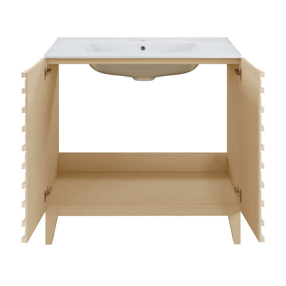 Cascade 30" Freestanding Bathroom Vanity in Natural Oak with Sink Top