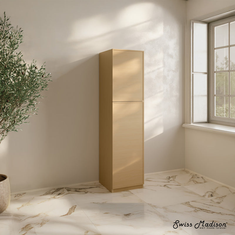 St. Tropez 15 x 15 x 60 Freestanding Linen Cabinet in Natural Oak