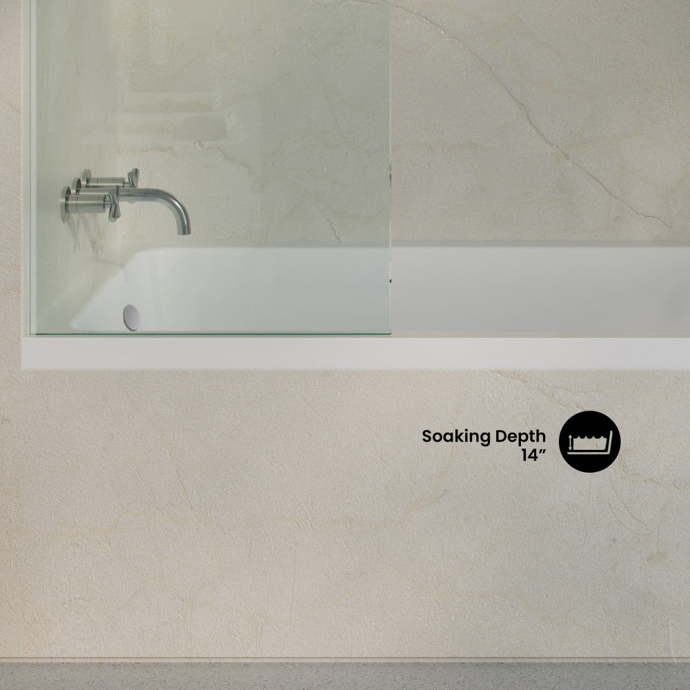 Voltaire 72 x 36 Left Drain Soaking Alcove Bathtub in Glossy White with Integrated Armrest