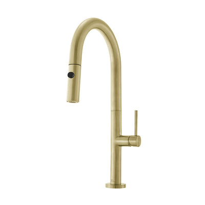 Chalet Single Handle, Pull-Down Kitchen Faucet in Brushed Gold