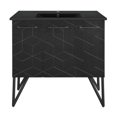 Annecy 36 in. Phantom Black Bathroom Vanity With Black Ceramic Sink Top