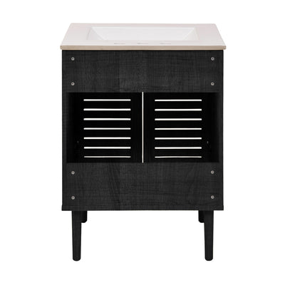 Bron 24" Freestanding Bathroom Vanity in Black Oak with 3-Hole Widespread Sink Top