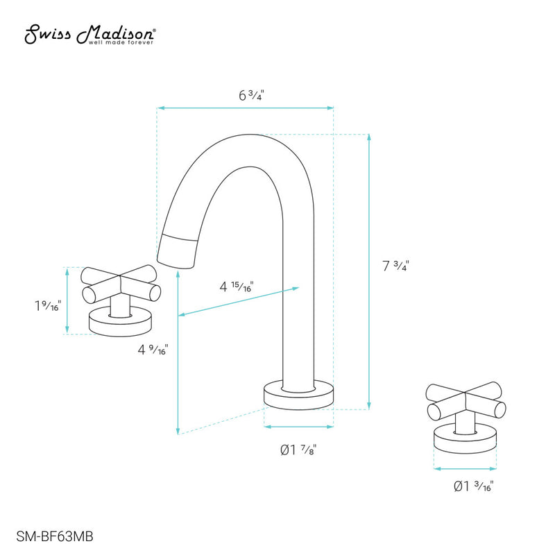 Ivy Courte 8 in. Widespread, Cross Handle, Bathroom Faucet in Matte Black