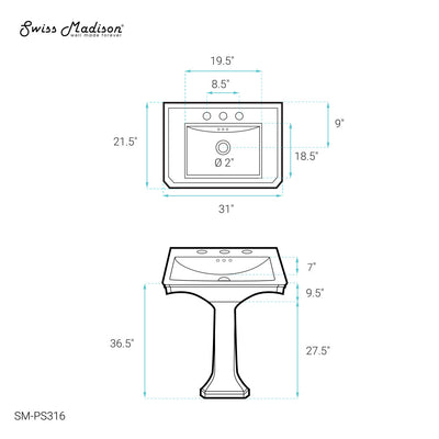 Voltaire Two-Piece Pedestal Sink