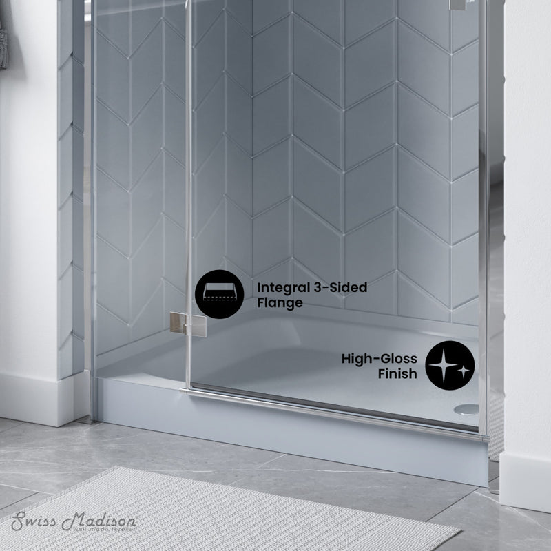 Voltaire 48" x 36" Single-Threshold, Right-Hand Drain, Shower Base in Grey