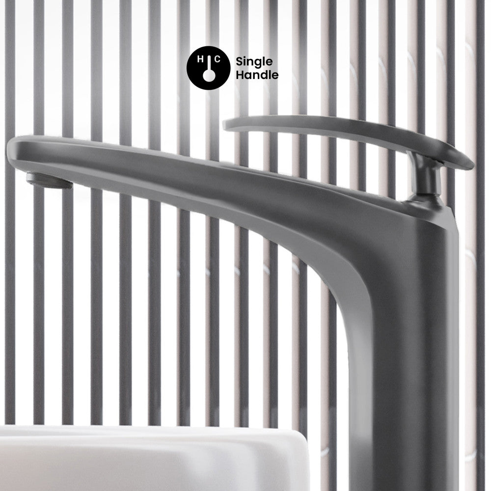 Sublime Single Hole, Single-Handle, High Arc Bathroom Faucet in Gunmetal Gray