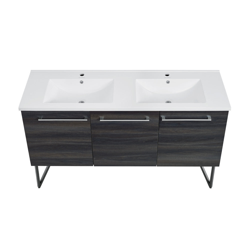 Annecy 60" Freestanding Bathroom Vanity in Black Walnut with Sink Top