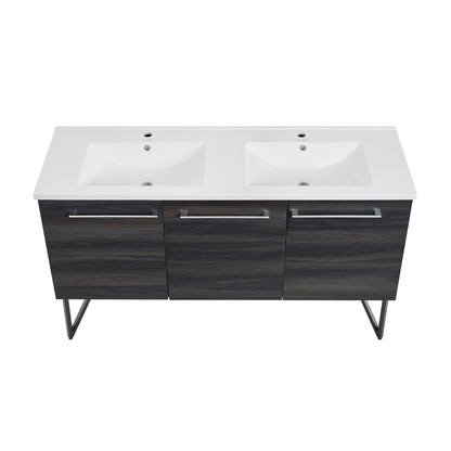 Annecy 60" Freestanding Bathroom Vanity in Black Walnut with Sink Top