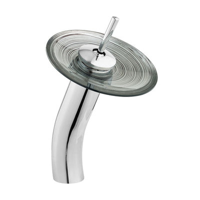 Cascade 16.5 Glass Vessel Sink with Faucet, Smoky Gray